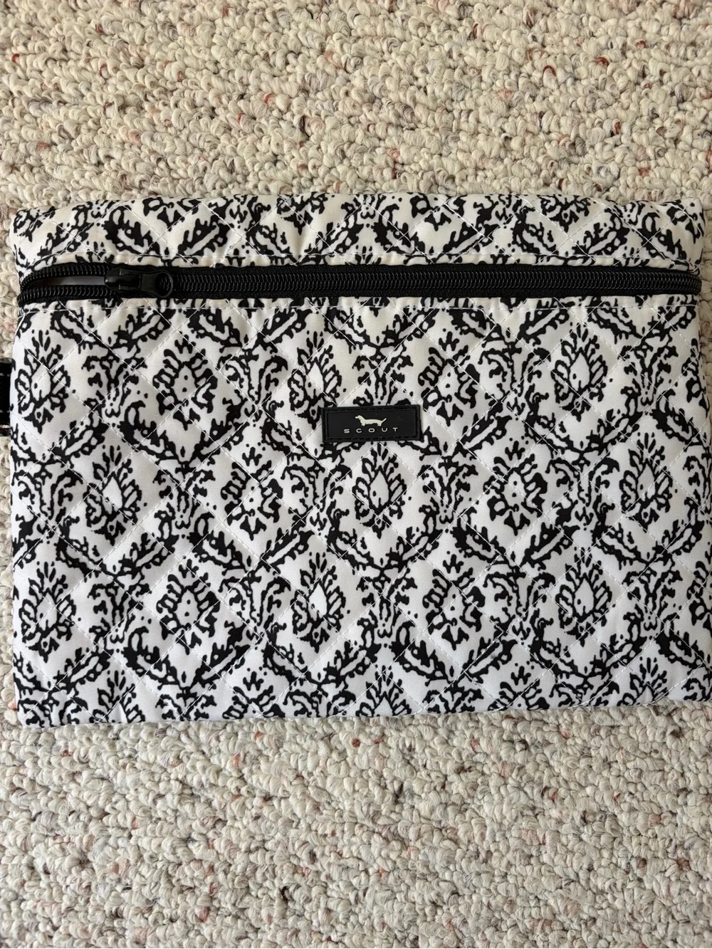 Scout Black & White Damask Zip Cosmetic Pouch